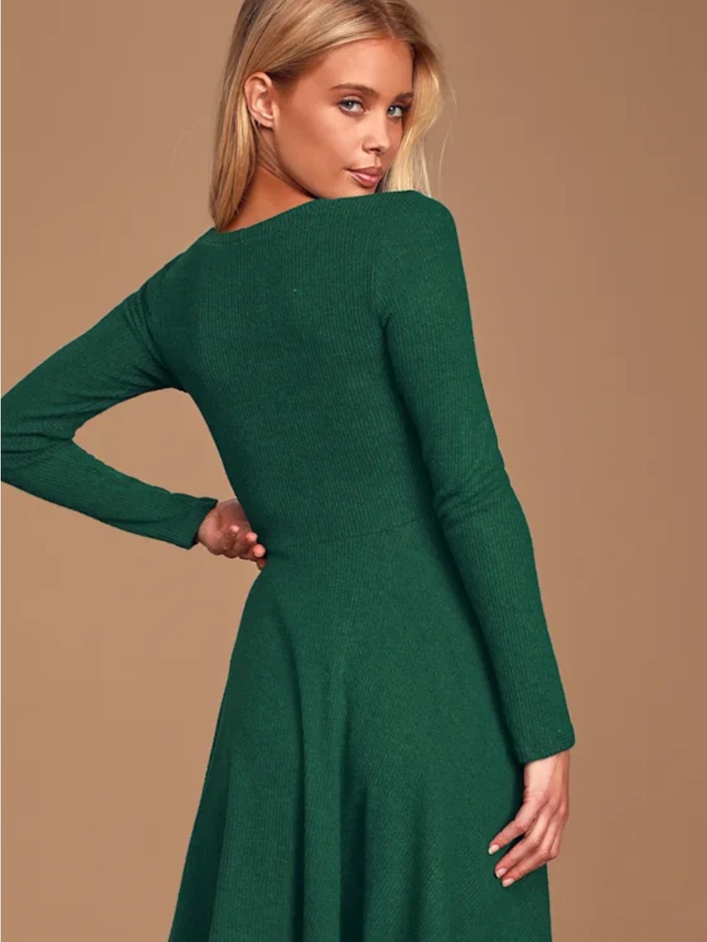 NEW Lulu’s Fit-and-Flare Skater Dress Deep Green